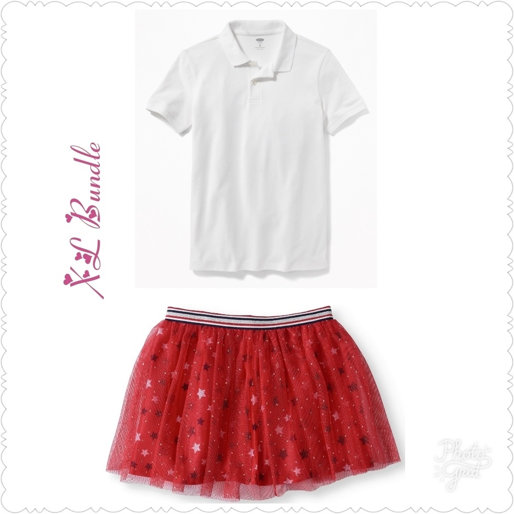Ruffle Skirt & Old Navy Polo XL